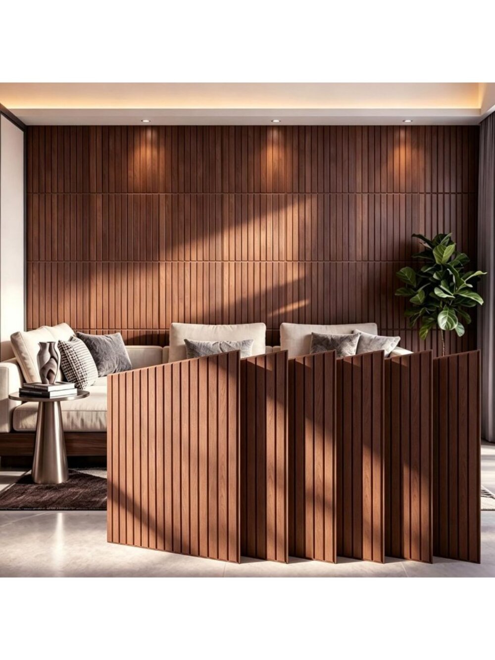 6 Pack Walnut Color Felt Bulletin Board - Decorative Acoustic Wall Panels